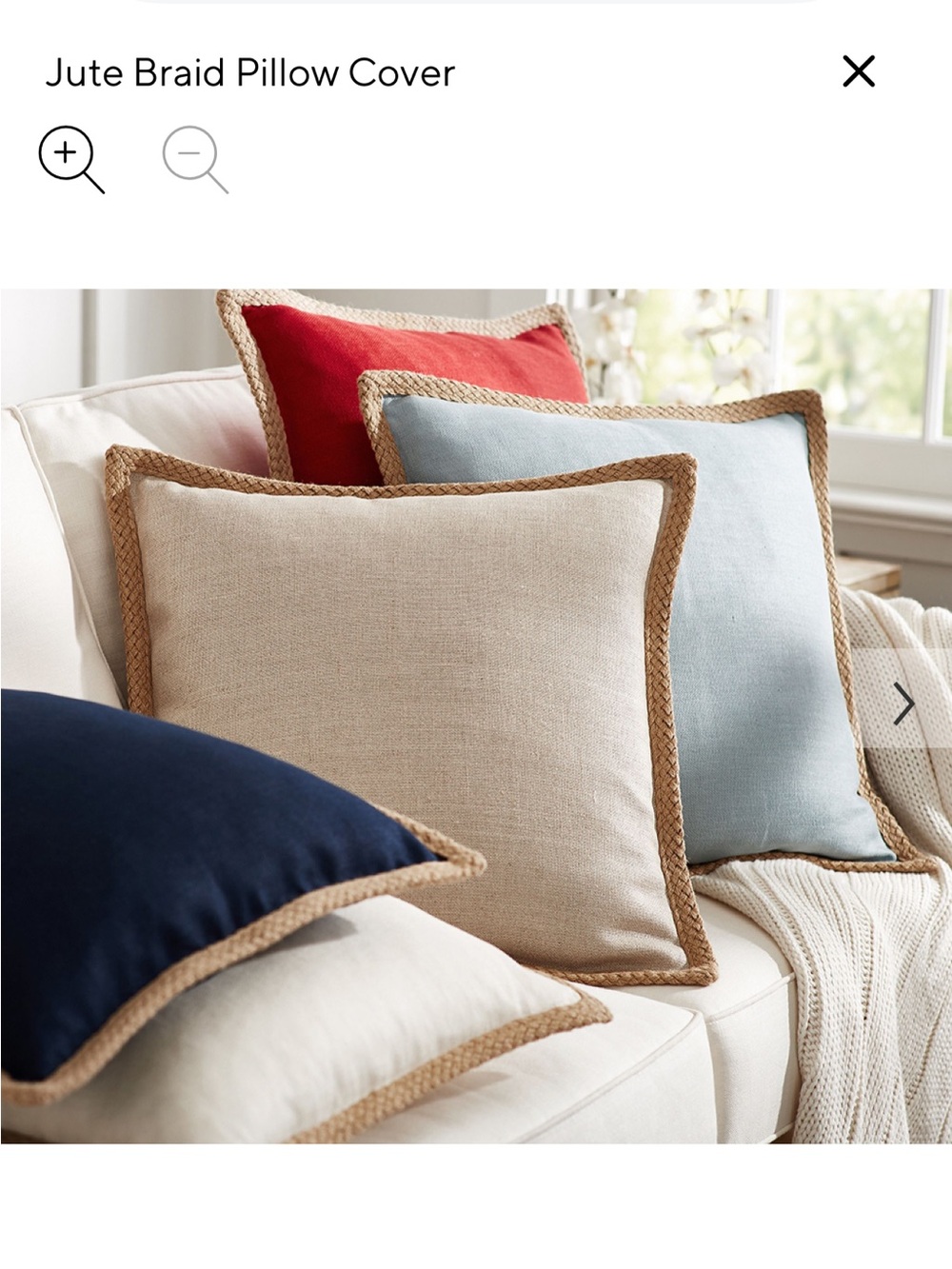 Pottery Barn Jute Braid Pillow Cover (Brown)